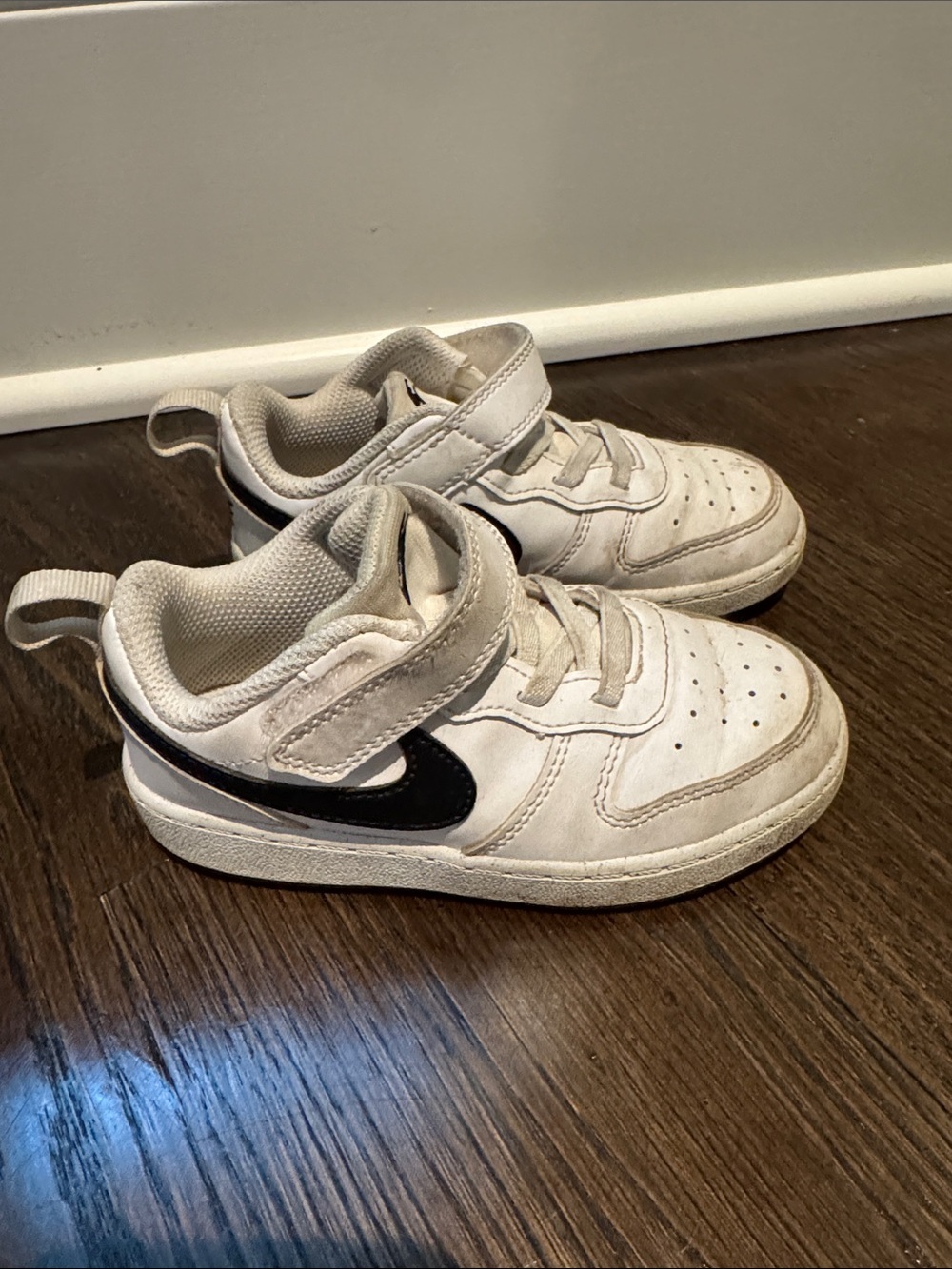 Nike Kids White and Black Velcro Sneakers
